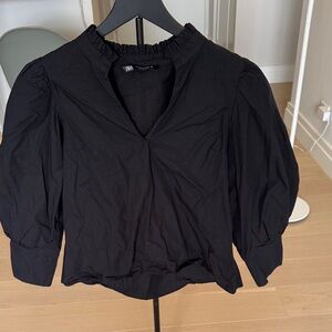 Zara Black Puff Sleeve Blouse